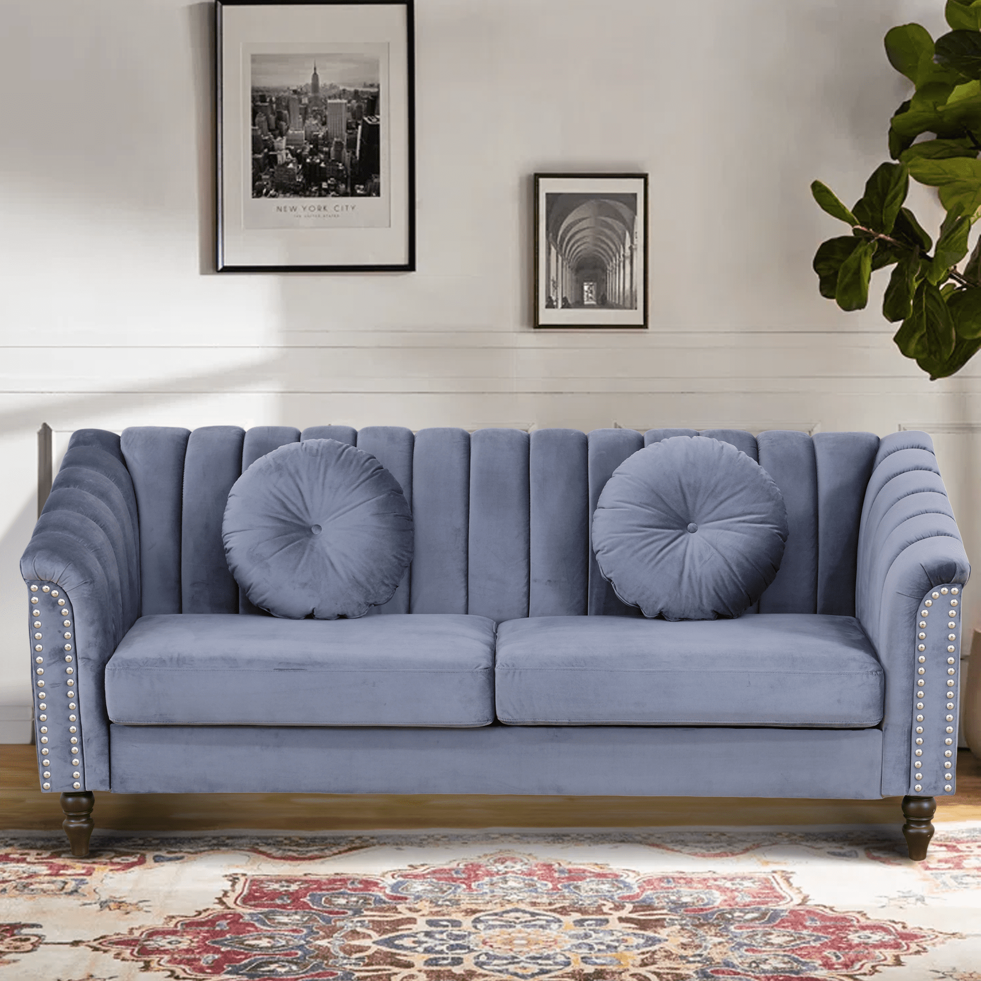 Aukfa 3 Seater Sofa Couch Set, Contemporary Living Room Sofa for Living Room Furniture Sets,Gray