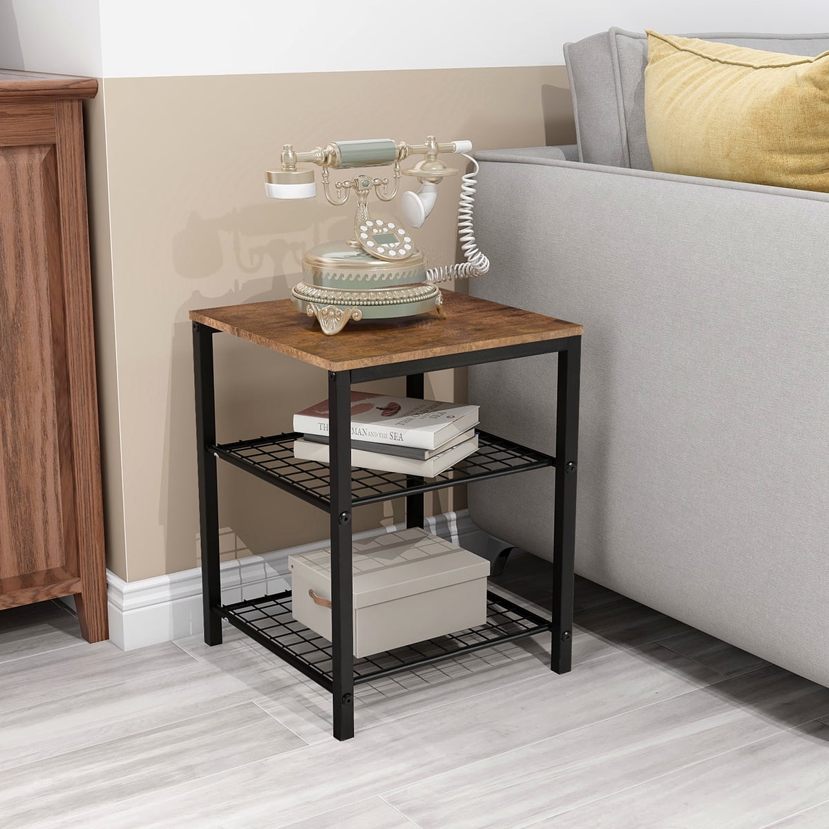 Aukfa 3 Tier End Table Farmhouse Accent Side Table for Living Room