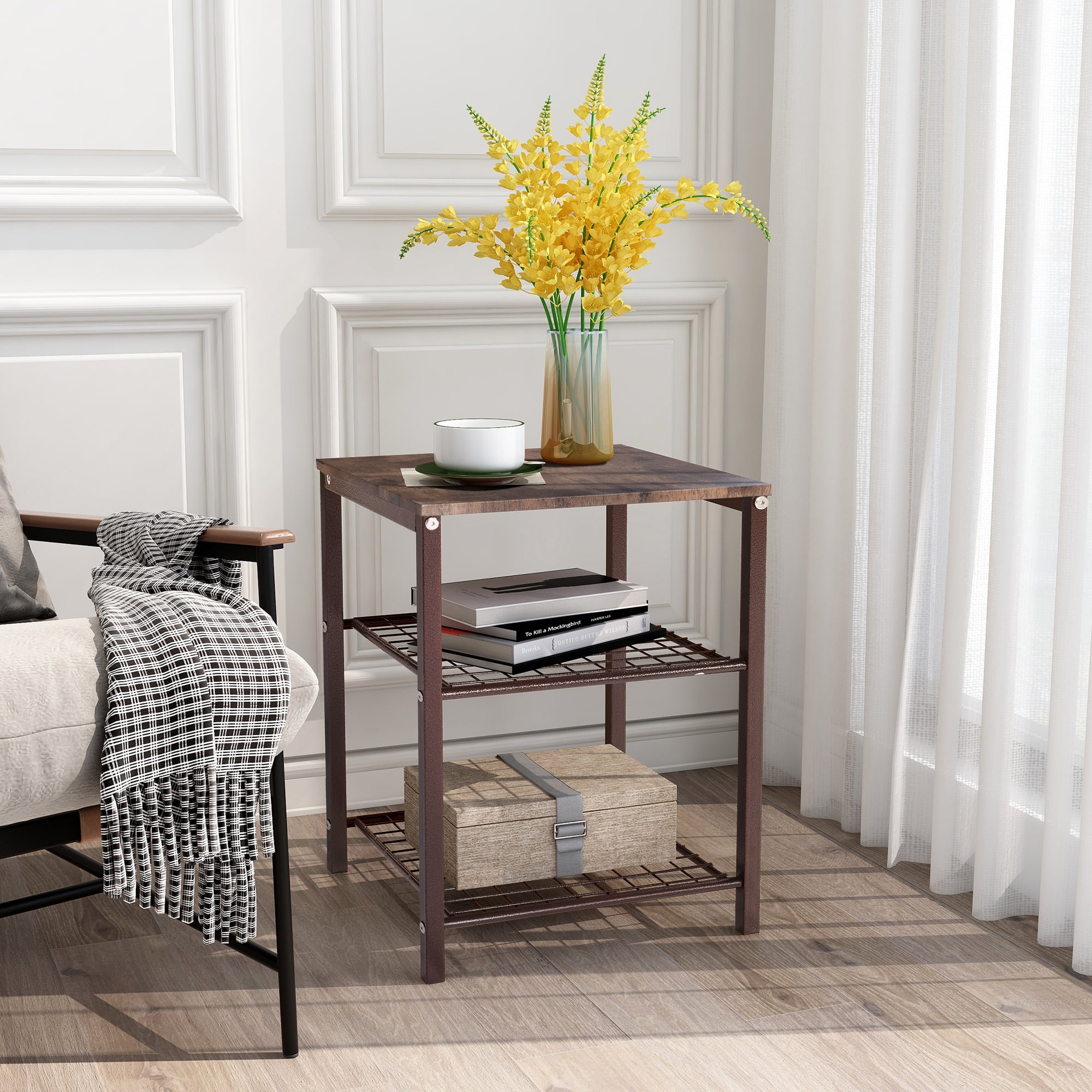 Aukfa 3 Tier End Table Farmhouse Accent Side Table for Living Room