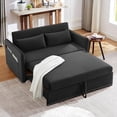 thumbnail image 1 of Aukfa 3 in 1 Convertible Sofa Bed, 55" Velvet Loveseat Sleeper with 2 Pillows & USB Port, Black, 1 of 11
