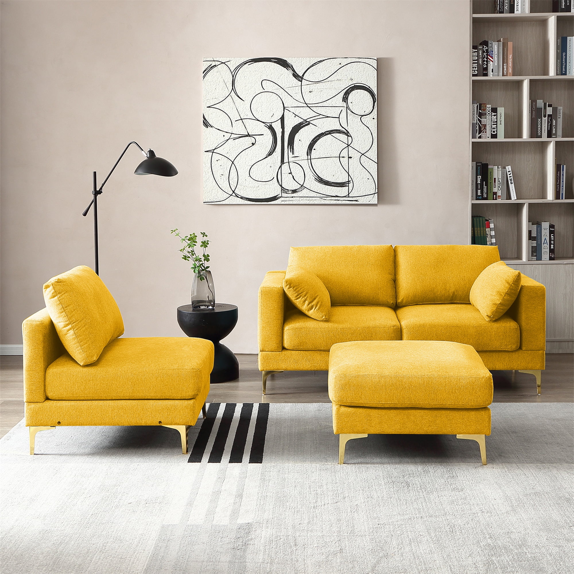 Aukfa 3piece Modular Sectional Sofa, Loveseat, Chair, Ottoman, L shape