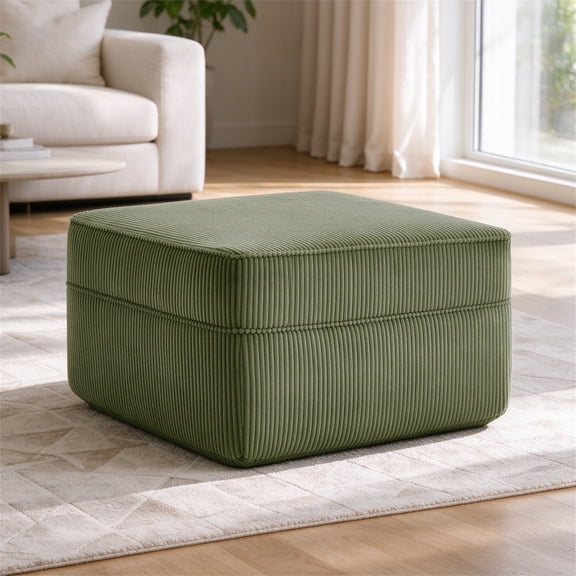 Aukfa 30" Square Ottoman for Cloud Couch, Corduroy, Green