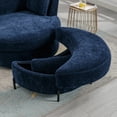 thumbnail image 1 of Aukfa 33" Storage Ottoman, Convertible Bench, Side Table for Living Room, Half Moon Shape, Navy, 1 of 7