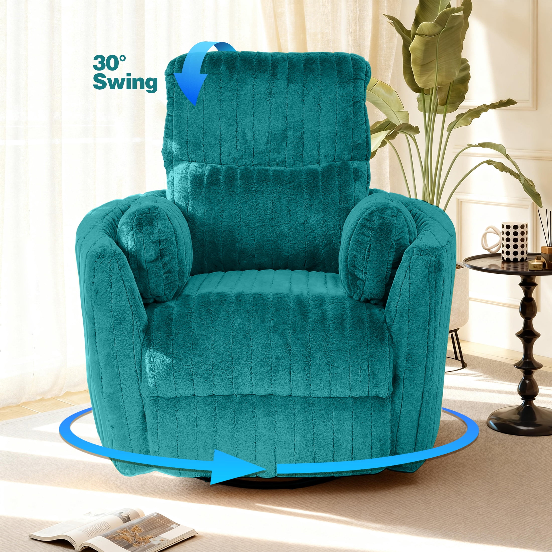 Aukfa Swivel Rocking Glider Power Recliner Chair with 24" Wide Seat & Type-C & USB Ports, Dark Teal