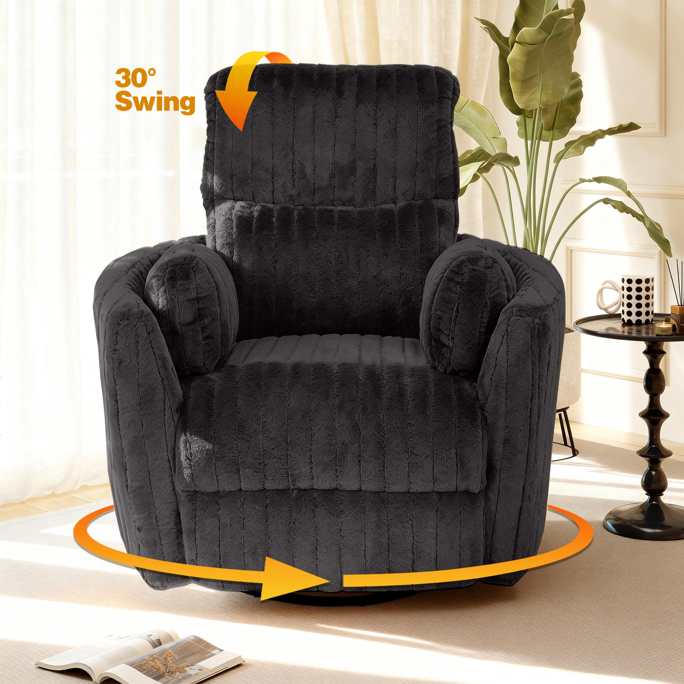Aukfa Swivel Rocking Glider Power Recliner Chair with 24" Wide Seat & Type-C & USB Ports, Gray