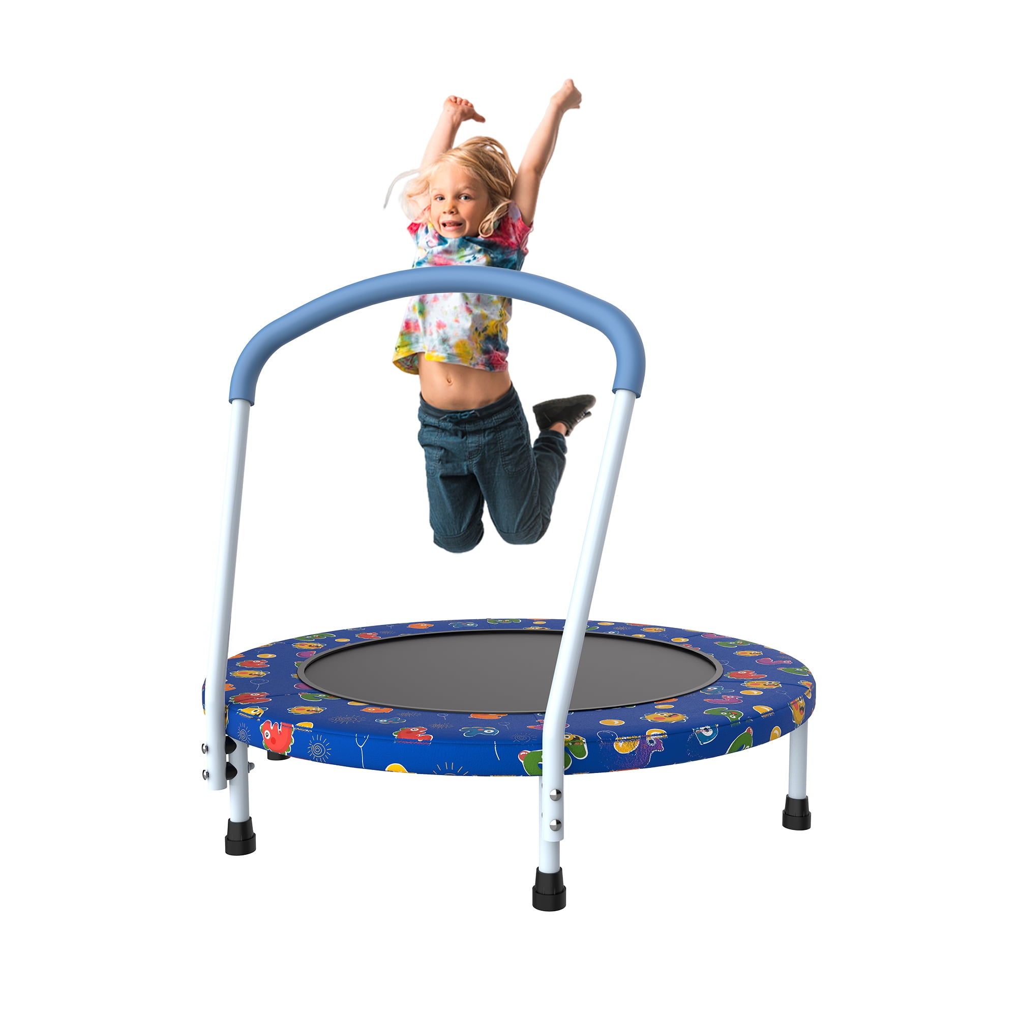 Aukfa 36inch Mini Toddler Trampoline for Kids Ages 1-6 Indoor Outdoor Rebounder Trampoline with Foam Handle/Safety Padded Cover