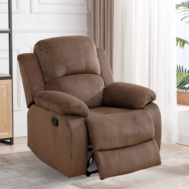 Free Shipping Aukfa 38 Manual Recliner Chair Overstuffed Single Sofa for Living Room Bedroom Corduroy Brown Walmart