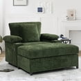 thumbnail image 1 of Aukfa 39" Oversized Chaise with 2 Cupholders&USB Ports, Chenille Cloud Couch Chair Bed, Green, 1 of 10