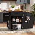 thumbnail image 1 of Aukfa 39" Rolling Kitchen Island with Drop Leaf, Mobile Kitchen Cart with Cabinet for Small Space, Black, 1 of 8