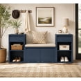 thumbnail image 1 of Aukfa 3pcs Storage Shoe Bench Set with Cushioned Seat, Entryway Organizer with Open Shelves & Cubbies,Antique Navy, 1 of 7