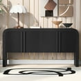 thumbnail image 1 of Aukfa 4-Door Striped Storage Cabinets, Sideboard Console Table for Hallway Living Room,Black, 1 of 8