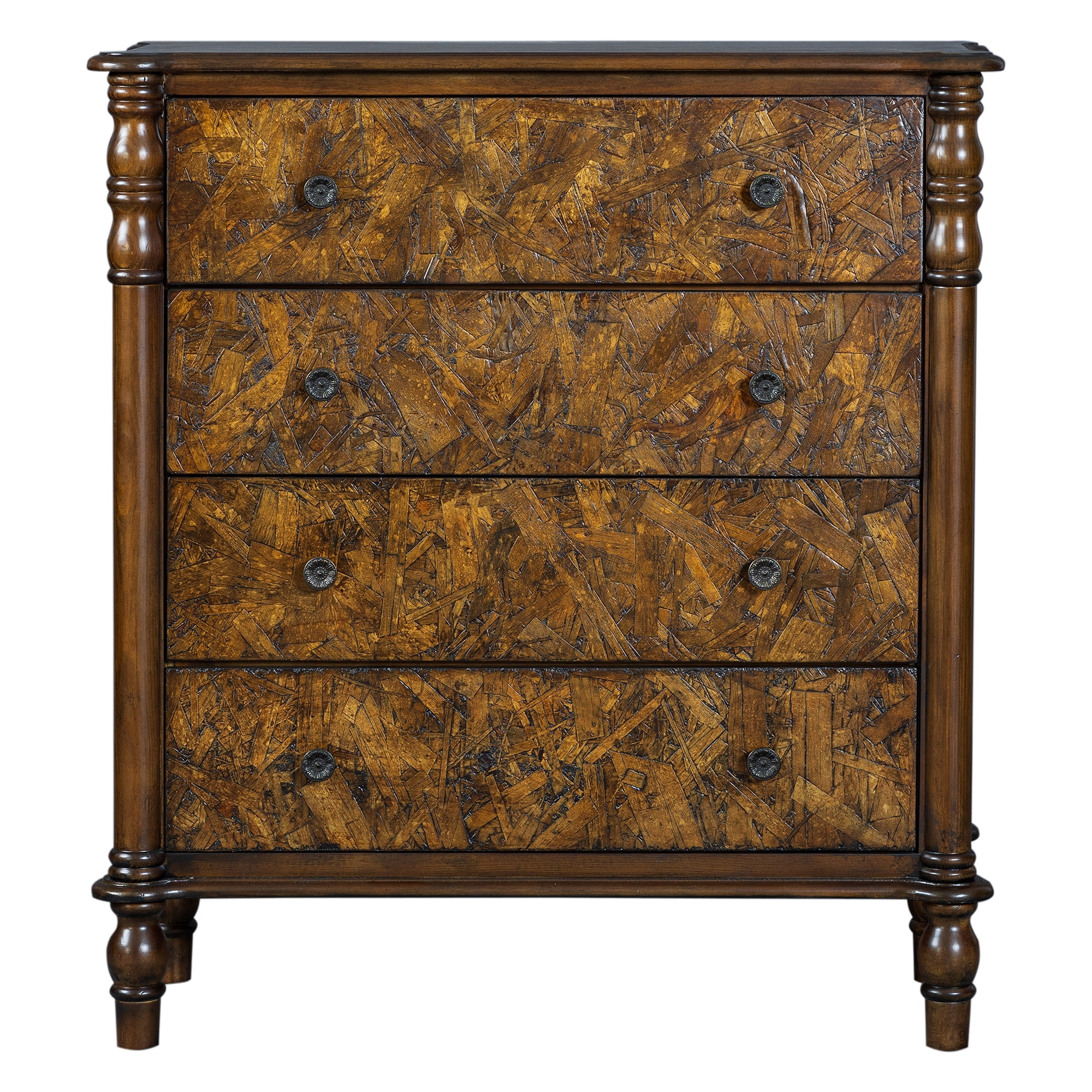 Aukfa 4 Drawer Dresser, 32" Chest of Drawers Bedroom Storage Cabinet for Small Spaces,Walnut