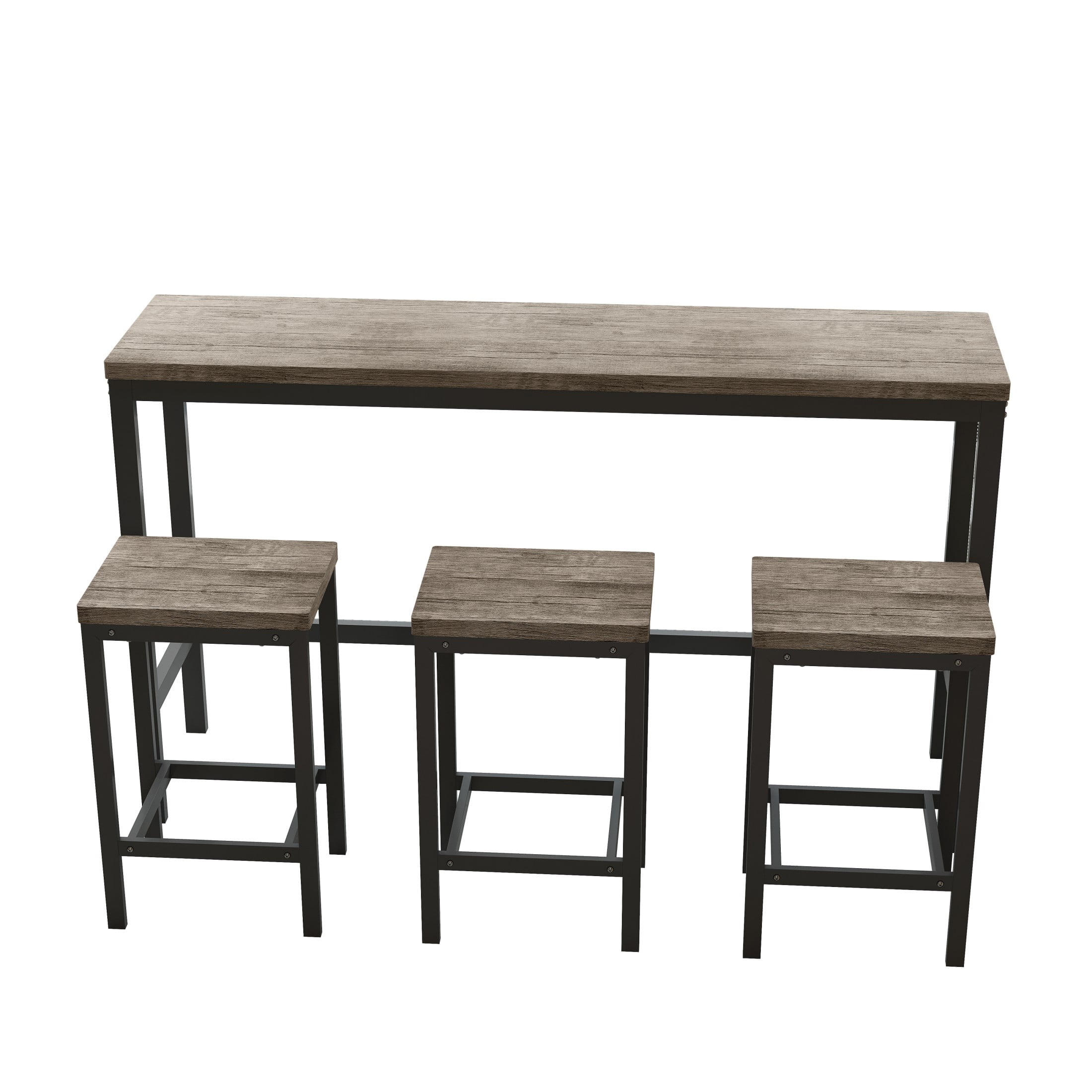 Aukfa 4-Piece Counter Height Extra Long Dining Table Set with 3 Stools ...