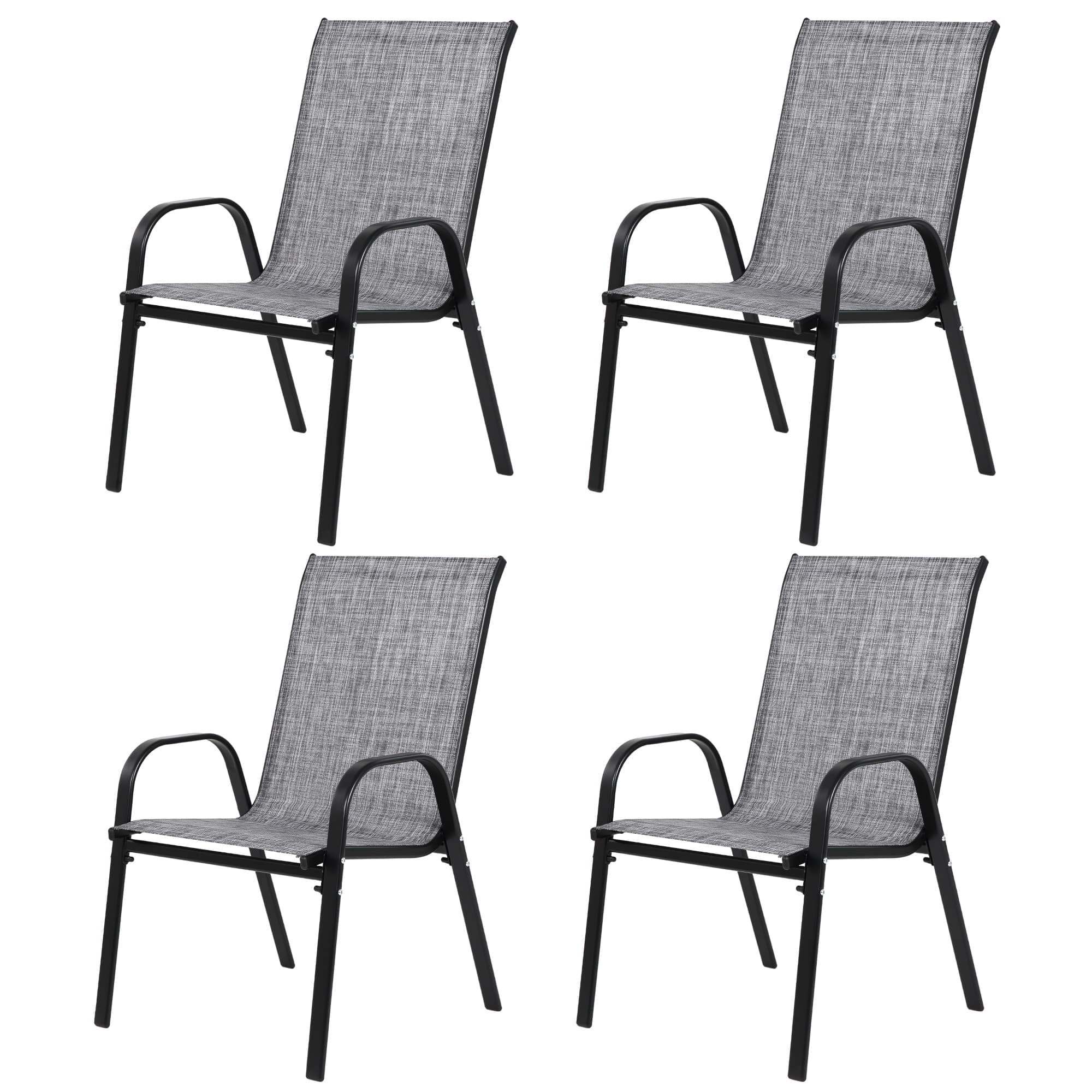 Aukfa 4 Pieces Patio Dining Chairs, Outdoor Bistro Chairs w/ High Backrest for Garden Patio,Gray