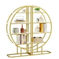 thumbnail image 1 of Aukfa 4 Tier Bookshelf,Round Bookcase with Storage Metal Frame - Gold, 1 of 8
