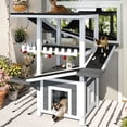 thumbnail image 1 of Aukfa 4-Tier Outdoor Cat House with Weatherproof Roof, Wooden Cat Tree with Ramps & Scratching Post, Multi-Level Cat Enclosure for Outside/Inside,White, 1 of 7