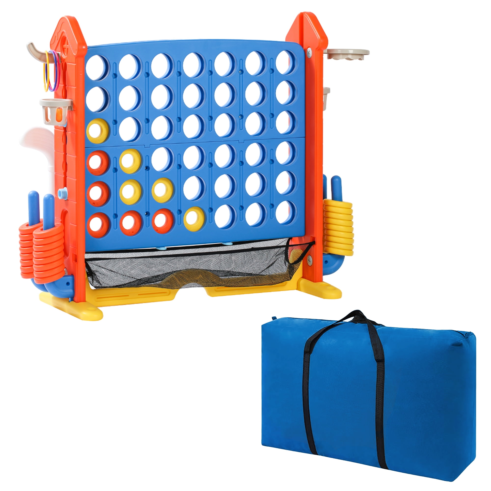 Aukfa 4-to-Score Giant Game Set,Giant 4 Row Game with Carrying Bag & Tail Design for Holiday Parties/Family Gatherings,Orange