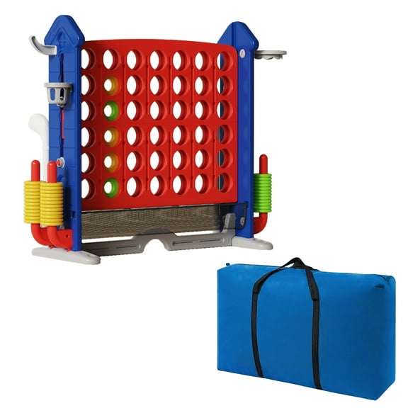 Aukfa 4-to-Score Giant Game Set,Giant 4 Row Game with Carrying Bag & Tail Design for Holiday Parties/Family Gatherings,Red