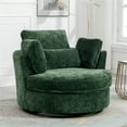 thumbnail image 1 of Aukfa 42" Oversized Swivel Accent Chair w/ Lumbar Pillow, Living Room Barrel Chair Read Chair, Green, 1 of 8