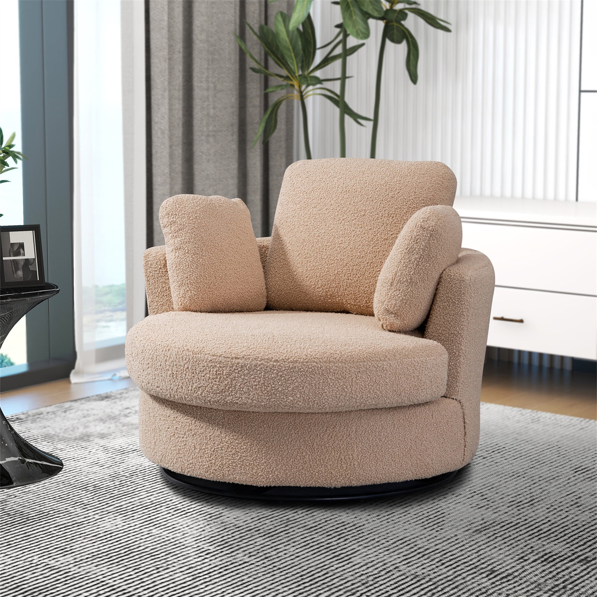 Aukfa 42" Wide Swivel Barrel Chair, Oversized Accent Read Chair for