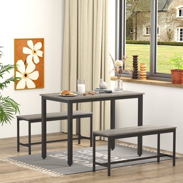 Aukfa 43.3" Dining Table Set for 4, Small Kitchen Table Set with 2