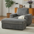 thumbnail image 1 of Aukfa 43" Corduroy Chaise Lounge w/ 2 Cupholders, Storage Bench & Arm, Plush Chair Bed, Gray, 1 of 9