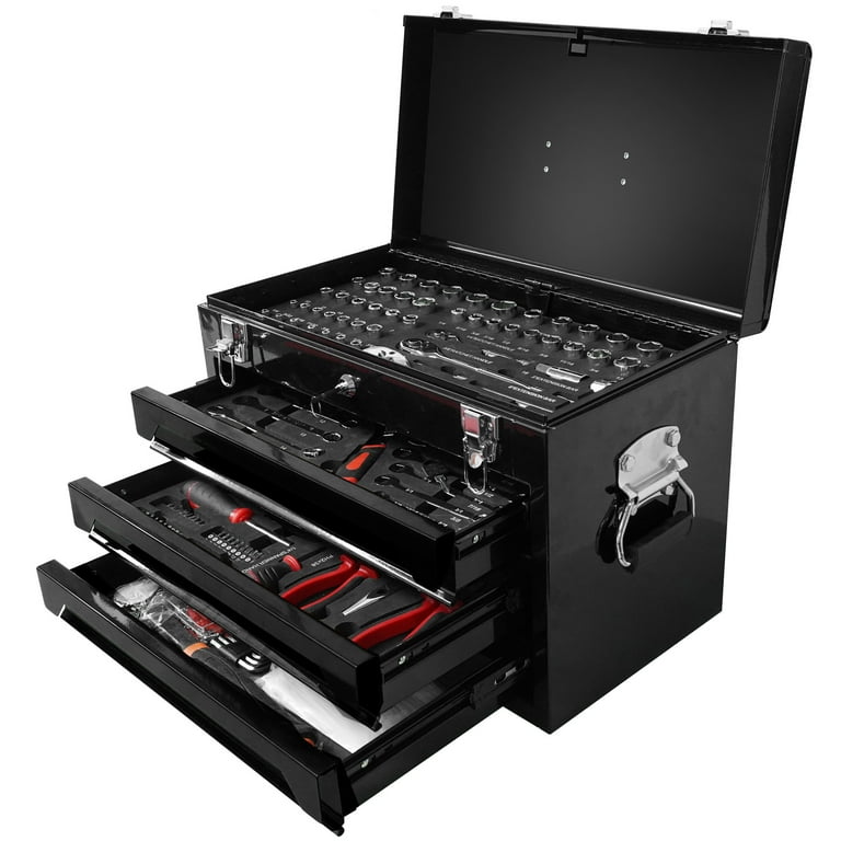 Aukfa 439-Piece Mechanics Tool Set, 3 Drawer Tool Organizer Metal