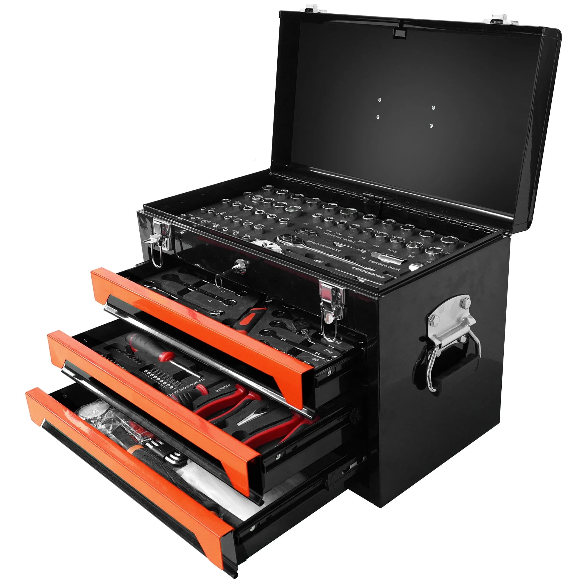 Aukfa 439-Piece Mechanics Tool Set, 3 Drawer Tool Organizer Metal