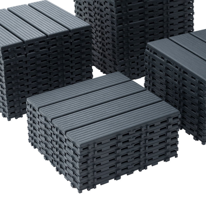 Aukfa 44 Pack Interlocking Deck Tiles, 12"X12" Waterproof Outdoor Flooring for Patio, Garden, Deck, Poolside, Backyard, Gray