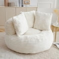 thumbnail image 1 of Aukfa 45" Oversized Round Bean Bag Chair, Deep Seat Lounger with 3 Pillows, No Assembly Sofa, Beige, 1 of 8