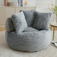 thumbnail image 1 of Aukfa 45" Oversized Round Bean Bag Chair, Deep Seat Lounger with 3 Pillows, No Assembly Sofa, Gray, 1 of 8