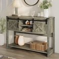 thumbnail image 1 of Aukfa 46" Farmhouse Console Table with Storage Shelf & Sliding Barn Doors, Wood Entryway Table with Storage for Living Room, Hallway, Foyer, Rustic Oak, 1 of 7