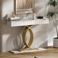 thumbnail image 1 of Aukfa 47.3" Console Table with 3 Drawers, Modern Narrow Sofa Table with Sculptural Metal Base for Entryway Hallway & Living Room,White, 1 of 7