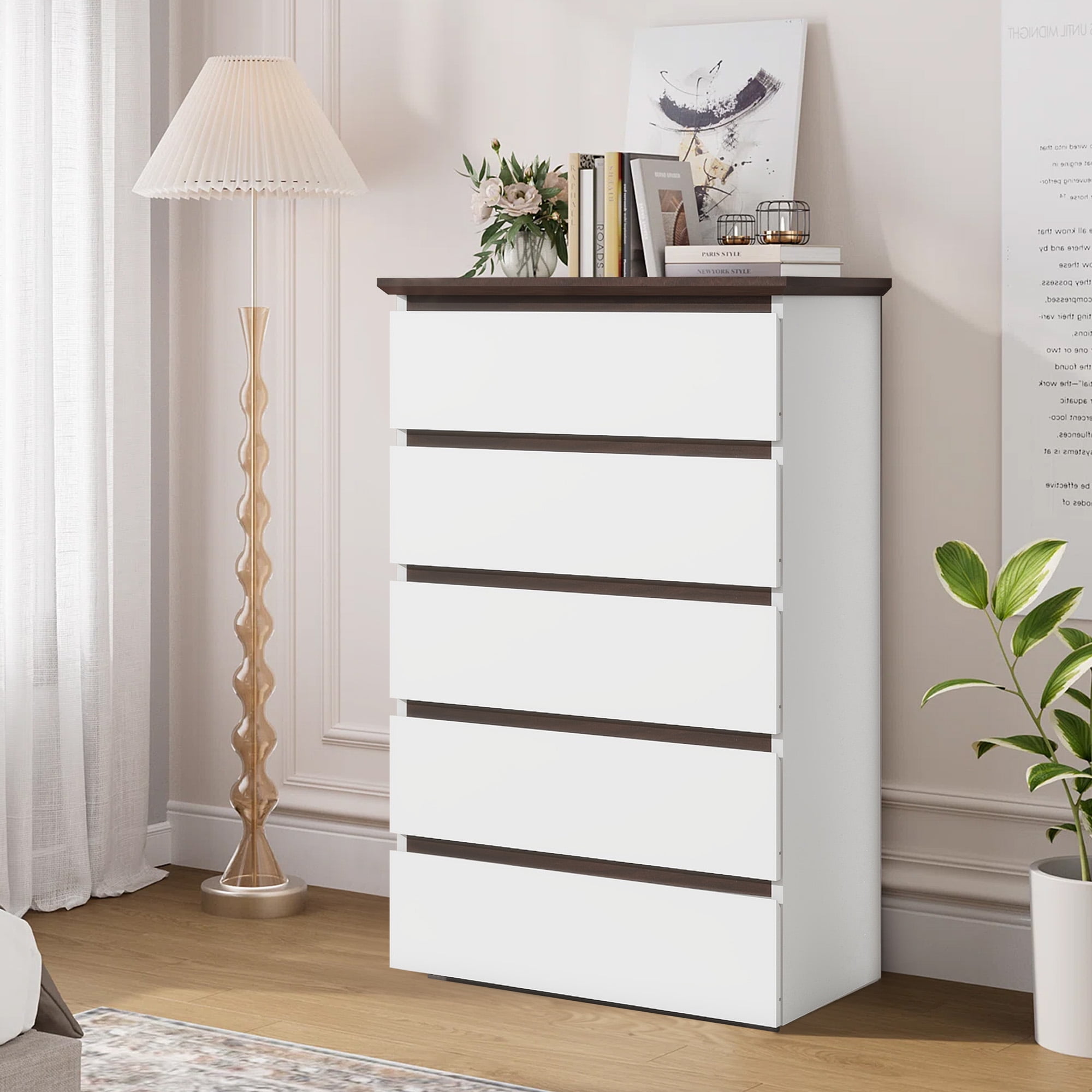 Free Shipping! Aukfa 5-Drawer Dresser Tall Wood Cabinet for Bedroom ...