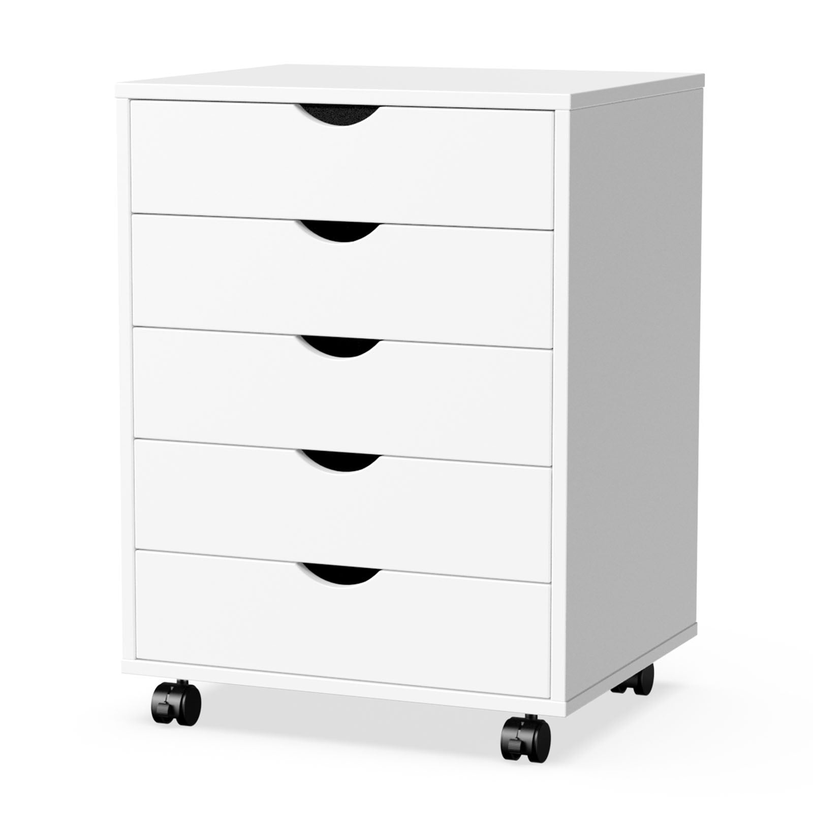 Aukfa 5-Drawer File Cabinet,Wood Dresser Cabinet for Office,White