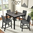 thumbnail image 1 of Aukfa 5-Piece Dining Table Set for 4, Counter Height Table and 4 Upholstered Chairs with Padded Seats and Backrests for Dining Room, Kitchen, Gray, 1 of 8