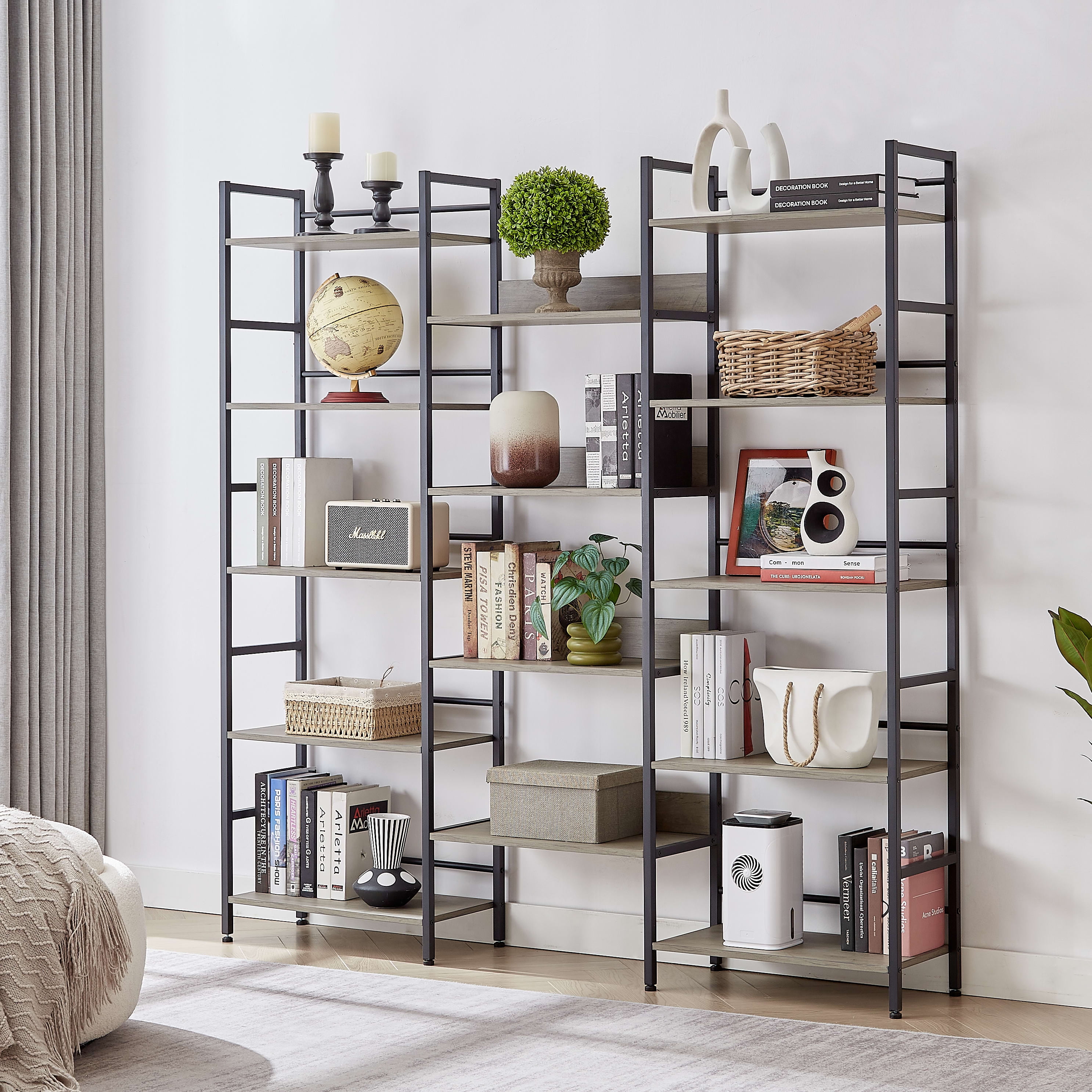 5 shelf tall wide bookcase discount