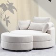 thumbnail image 1 of Aukfa 51" Oversized Accent Chair with Half-moon Storage Ottoman Set for Living Room, 5 Pillows, Linen, Beige, 1 of 9
