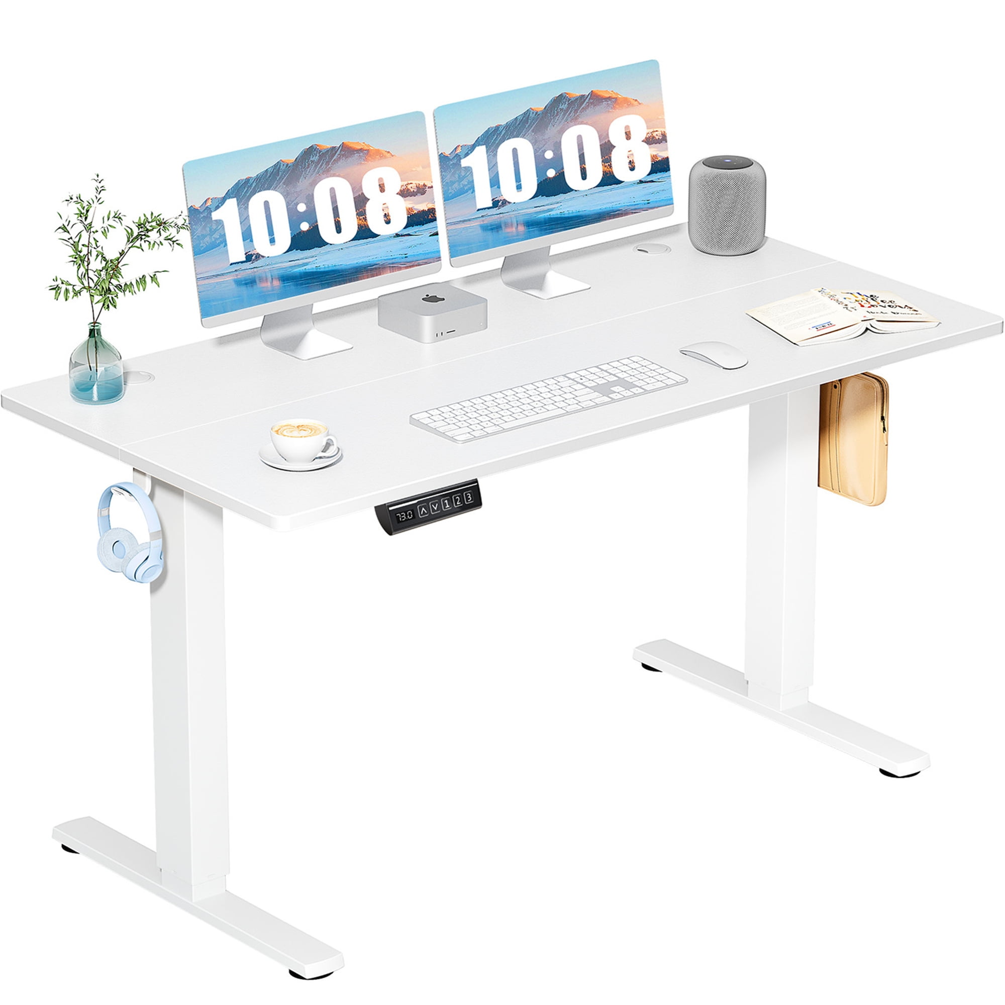 Aukfa 55" Electric Standing Desk, Adjustable Height Stand up Desk for Home Office, White