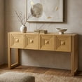 thumbnail image 1 of Aukfa 55" Geometric Carved Console Table with 3 Drawers, Fluted Leg Entryway Table, Modern Sofa Accent Table for Living Room/Hallway,Brown, 1 of 8