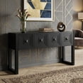thumbnail image 1 of Aukfa 55" Geometric Carved Console Table with 3 Drawers, Fluted Leg Entryway Table, Modern Sofa Accent Table for Living Room/Hallway,Parchment, 1 of 8