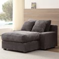 thumbnail image 1 of Aukfa 55" Oversized Chaise Corduroy Sofa Plush Chair Bed for Living Room Bedroom, 3 Pillows, Gray, 1 of 10