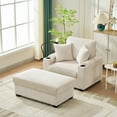thumbnail image 1 of Aukfa 55" Upholstered Deep Seat  Acent Chair with Storage Ottoman & USB, Comfy Corduroy Single Sofa Lounge Chair, Beige, 1 of 9