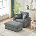 thumbnail image 1 of Aukfa 55" Upholstered Deep Seat Acent Chair with Storage Ottoman & USB, Comfy Corduroy Single Sofa Oversized Lounge Chair, Gray, 1 of 9