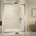 thumbnail image 1 of Aukfa 56-60" W x 60" H Double Sliding Shower Door, Aluminum Frame Explosion Proof Film,1/4", Brushed Nickel, 1 of 8