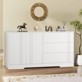 thumbnail image 1 of Aukfa 56"Sideboard Buffet Cabinet,Modern Kitchen Storage Accent Cabinet with Storage,White, 1 of 12