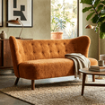 thumbnail image 1 of Aukfa 57.87" Armless Chenille Loveseat Chair, Upholstered Settee Bench with Backrest for Dining Room, Living Room & Bedroom,Caramel, 1 of 9