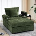 thumbnail image 1 of Aukfa 58" Chaise Lounge Oversized Sofa Chair with 2 Cup Holders&USB Ports, Chenille, Green, 1 of 9
