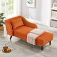 thumbnail image 1 of Aukfa 58" Velvet Chaise Lounge Indoor Upholstered Sofa w/ Pillow for Living Room Bedroom, Orange, 1 of 9