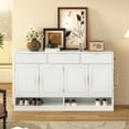 thumbnail image 1 of Aukfa 59.1" Sideboard Buffet Cabinet,Large Storage Cabinet with 3 Drawers & Adjustable Shelf,White, 1 of 8
